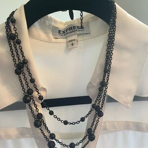 Black beaded multi-layered necklace.